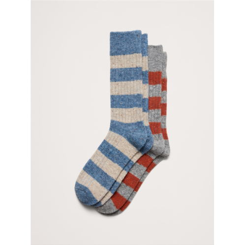 Bananarepublic Stripe Donegal Ribbed Sock with Wool 2-Pack