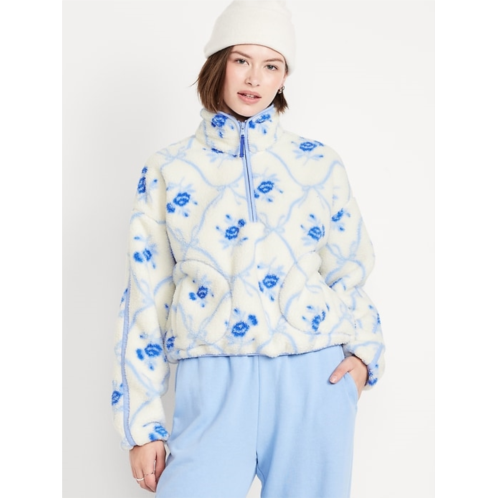 OldNavy Printed Loose Sherpa Quarter-Zip Pullover