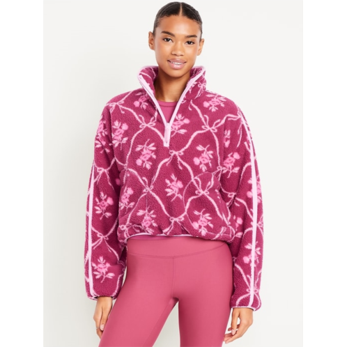 OldNavy Printed Loose Sherpa Quarter-Zip Pullover