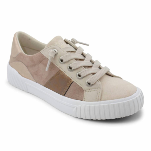 BLOWFISH womens wave-b sneaker in sand and steel gold micro suede