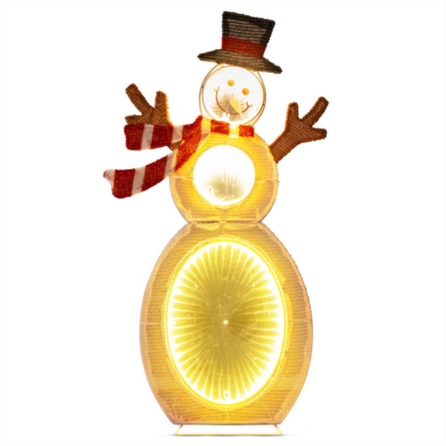 Hivvago 2.6 feet lighted snowman with led lights and metal stand