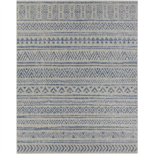 Hivvago blue grey chevron coastal boho style indoor outdoor area rug