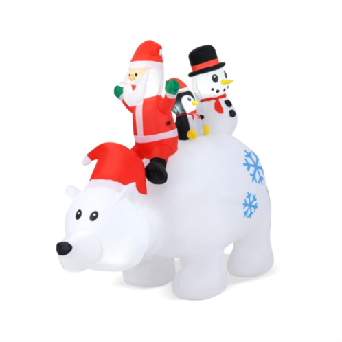 Hivvago 6 ft christmas inflatable with lights animated santa penguin and snowman