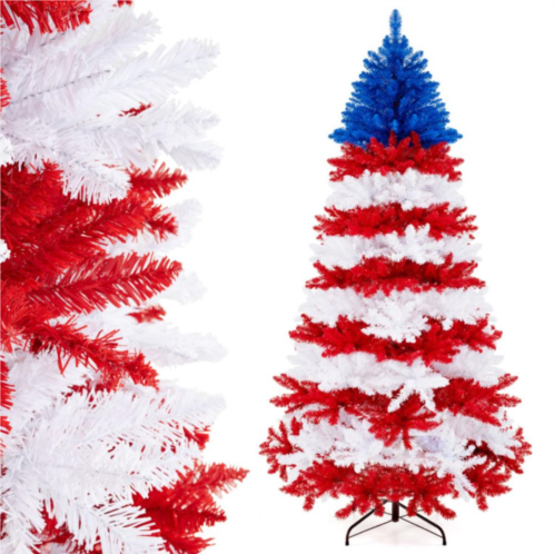 Hivvago 7.5 feet artificial christmas tree with warm white led lights