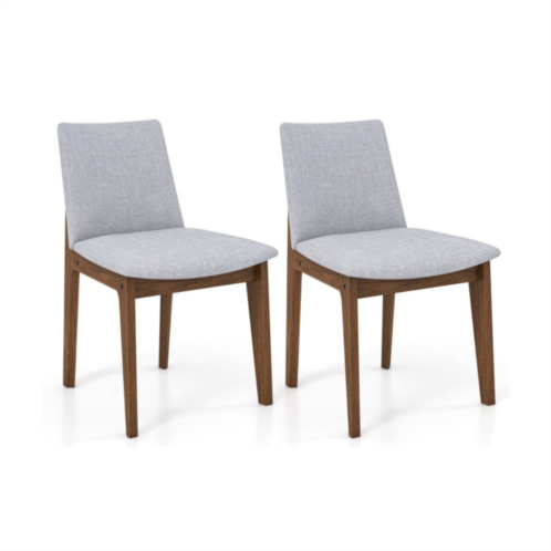 Hivvago set of 2 wooden dining chairs upholstered with high curved back-walnut