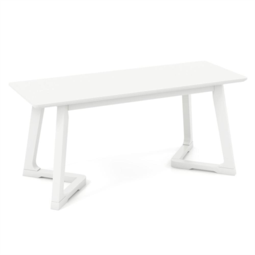 Hivvago 42 inch modern entryway bench long dining bench with rubber wood legs-white