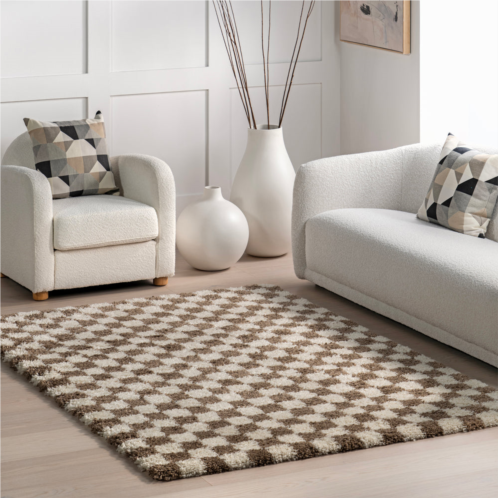 NuLOOM adelaide mid-century checkered shag area rug