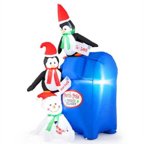 Hivvago 6 feet lighted christmas inflatable penguins and snowman with built-in led lights