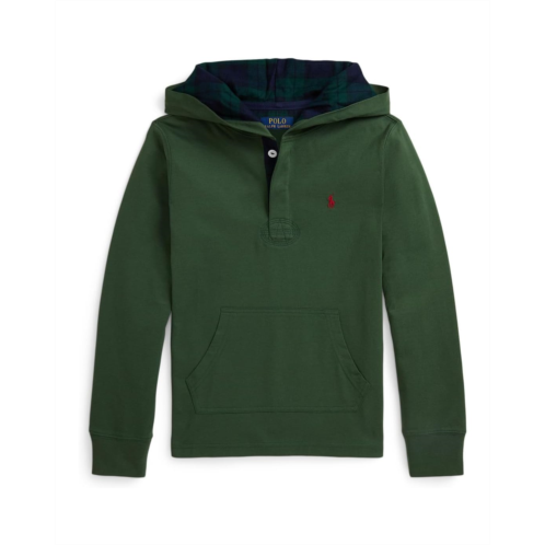 Polo Ralph Lauren Kids Plaid-Trim Hooded Rugby Shirt (Big Kid)