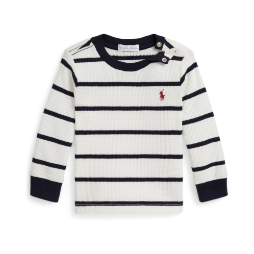 Polo Ralph Lauren Kids Striped Waffle Cotton Long Sleeve Tee (Infant)