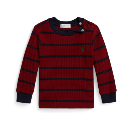 Polo Ralph Lauren Kids Striped Waffle Cotton Long Sleeve Tee (Infant)