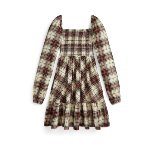 Polo Ralph Lauren Kids Plaid Ruffled Cotton Jersey Dress (Big Kid)