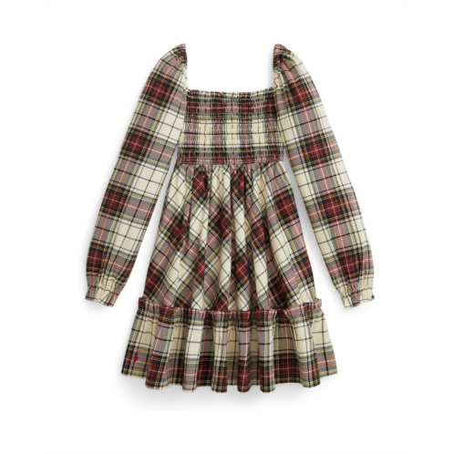 Polo Ralph Lauren Kids Plaid Ruffled Cotton Jersey Dress (Toddler/Little Kid)