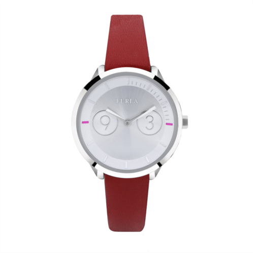 Furla womens metropolis silver dial calfskin leather watch