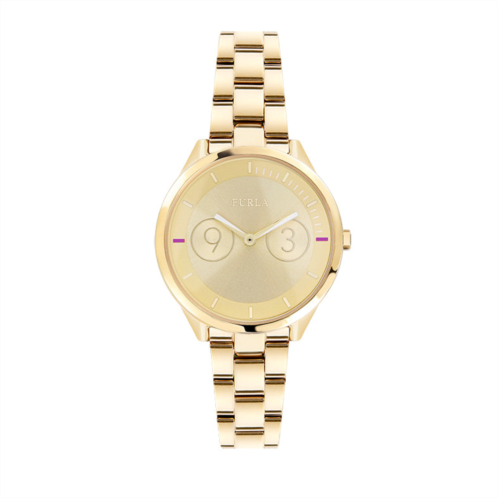 Furla womens metropolis gold dial stainless steel watch
