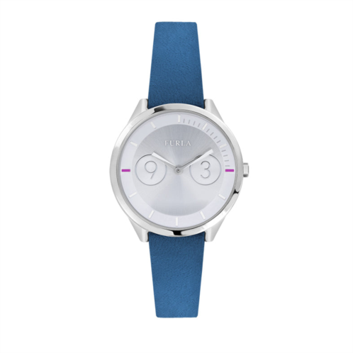 Furla womens metropolis silver dial calfskin leather watch