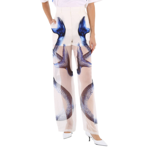 Burberry ladies mermaid tail print mulberry silk trousers