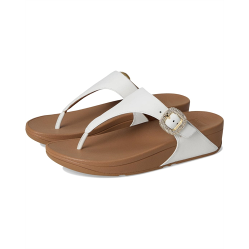 Womens FitFlop Lulu Crystal-Buckle Leather Toe-Post Sandals