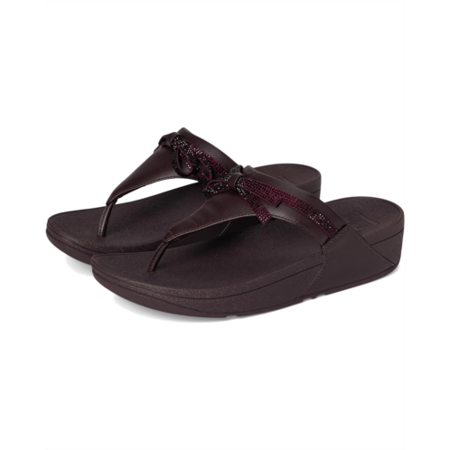 Womens FitFlop Lulu Glitz-bow Leather Toe-post Sandals