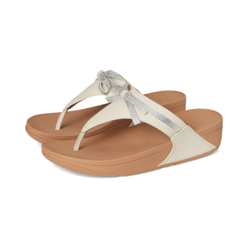 Womens FitFlop Lulu Glitz-bow Leather Toe-post Sandals