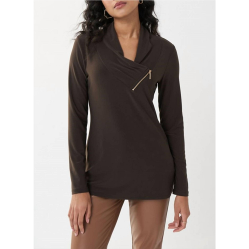Joseph Ribkoff zip accent tunic in mocha