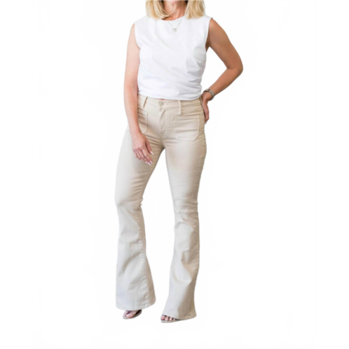 Mother patch pocket weekender jeans in wacky khaki