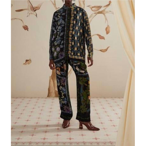 FARM RIO winter garden pajama pants in black