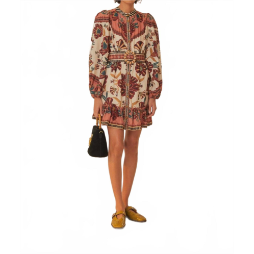 FARM RIO riad cream minidress in multi