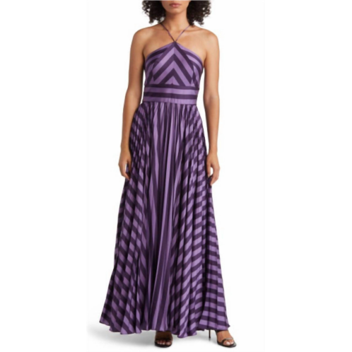 Hutch womens dolly halter maxi dress in purple tonal stripe
