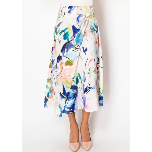 Yalnewyork watercolor wrap midi skirt