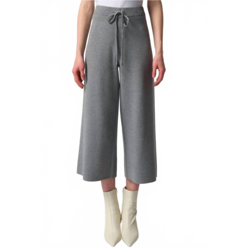Joseph Ribkoff drawstring pull on cropped wide-leg knit pants in grey melange
