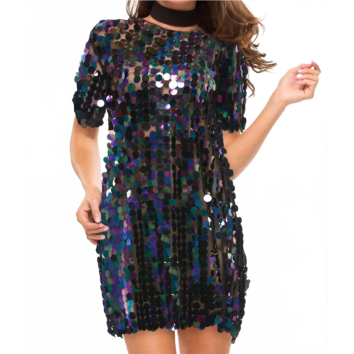 Oh My Love funky town sequin mini dress in iridescent