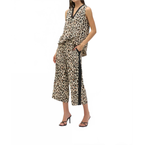 Joseph Ribkoff animal print pull on culotte pants in beige/black
