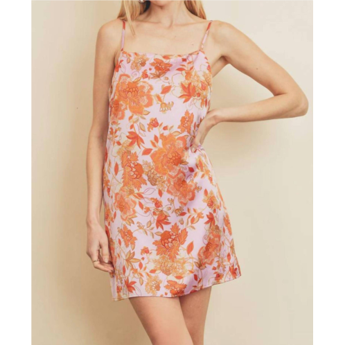 DRESS FORUM wild child 2.0 mini slip dress in orange/pink floral