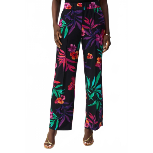 Joseph Ribkoff tropical print wide leg pants in black/multi