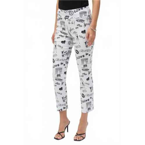 Joseph Ribkoff printed pull on straight cropped pants in vanilla/black