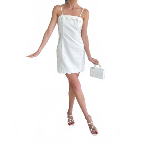 TCEC lets brunch scalloped mini dress in white