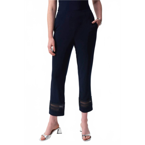 Joseph Ribkoff lace trim cropped pants in midnight blue