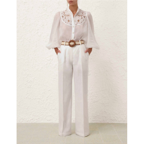 Zimmermann golden tuck pant in ivory