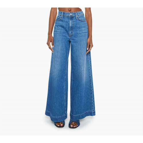 Mother the headliner sneak wide leg jean in green thumb