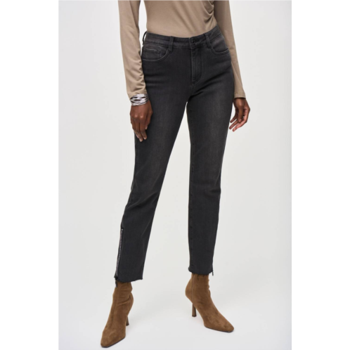 Joseph Ribkoff embellished ankle zip slim jean in charcoal grey