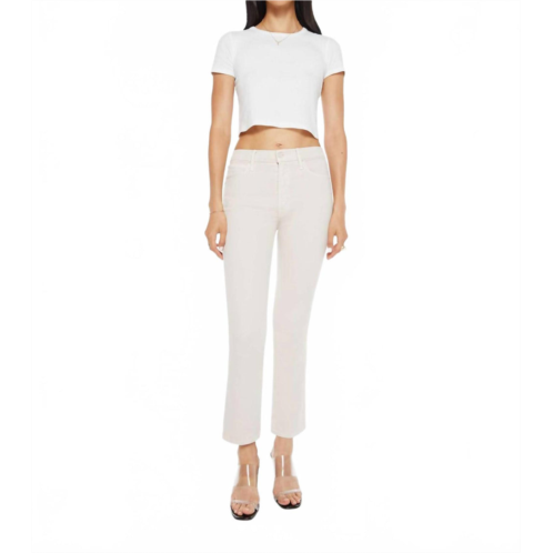 Mother mid rise smokin double flood jeans in tapioca