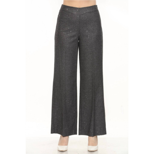 Joseph Ribkoff sequined houndstooth wide-leg pant in black/grey