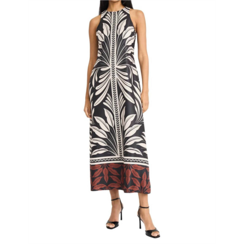 Donna Morgan maggy london raye leaf print maxi dress in rust black & white