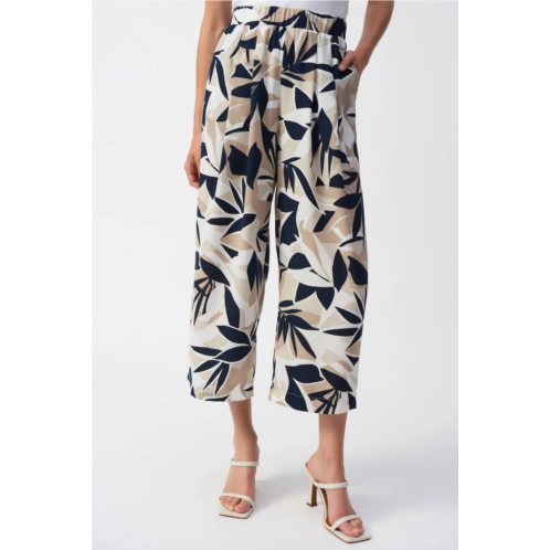 Joseph Ribkoff tropical print pleated culotte pants in vanilla/multi