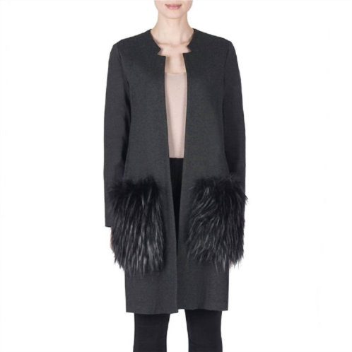 Joseph Ribkoff fur pocket coat in grey