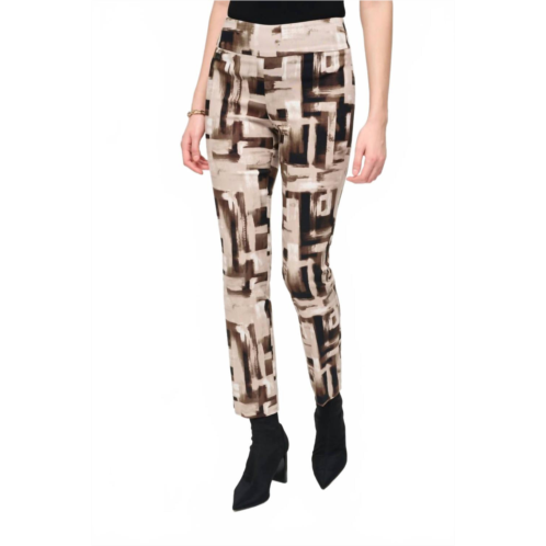 Joseph Ribkoff abstract print pull on slim pant in vanilla/multi