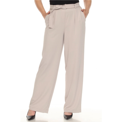 Joseph Ribkoff belted pull on wide leg pants in dune