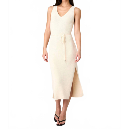 FRENCH CONNECTION terry spun v neck midi dress in ecru