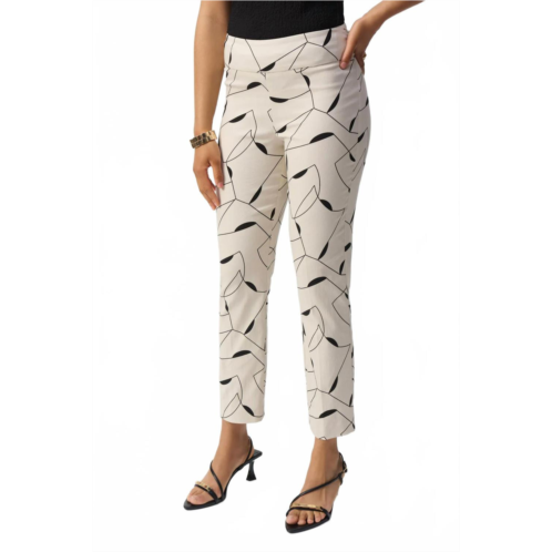Joseph Ribkoff geometric print straight pants in moonstone/black